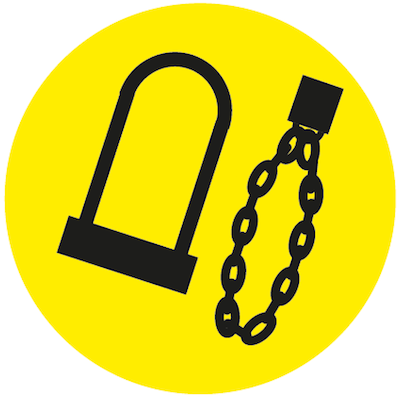 Używaj tylko solidnych zapięć do roweru: podkowę (u-lock) lub łańcuch z grubymi ogniwami.
